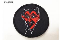 China Custom Devil Logo Round Merrow border Clothing Embroidery Patches supplier