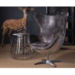 Aluminium Brass Vintage Leather Aviator Egg Chair Fiberglass Inner Frame for sale