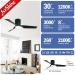 DC Motor ABS Blade Black Modern Ceiling Fan Small And Low Profile