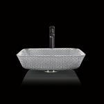 Shinning Square Countertop Bathroom Sink Chromed Electroplated Coloured Wash Hand Basins for sale