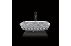 China Shinning Square Countertop Bathroom Sink Chromed Electroplated Coloured Wash Hand Basins supplier
