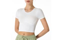 China Navel Exposed Short Sleeve Ladies Yoga Tops  XL 2XL Skin Friendly supplier