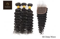 China No Knots  71.12cm 28 Inch Deep Wave Bundles 3 Bundles With Closure supplier