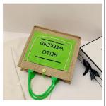 DIY Customized Fluorescent Green Shopping Bag Sublimation Blank Faux Burlap Tote Bag for sale