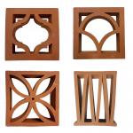 Natural Red Clay Terracotta Hollow Blocks Jali Tiles For Wall Cladding Wind Size 200x200x60 Mm Square Pattern for sale