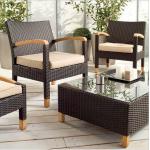 4pcs rattan sofas with wooden legs and arms for sale