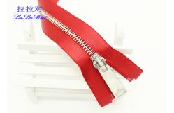China High End High Polished Metal Separating Zipper Red Tape Customized For Coveralls supplier