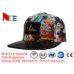 ACE Graffiti Pattern Applique Flat Brim Snapback Hats For Women 5 Panels for sale