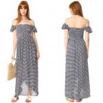 Clothes Woman Printed Off Shoulder Rayon Bohemian Maxi Dress for sale