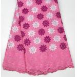 Swiss Cotton Lace Fabric , Multi Colored Embroidered Floral Lace Fabric For Abayas for sale