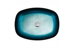 China Glass Gradient Blue Tempered Bath Wash Basins Melon Shape Table Top Countertop Mounted supplier