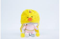 China High Elasticity Plush Animal Hats , Yellow Chicken Design Plush Winter Hat supplier