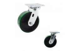 China 2 Inch Industrial Green PU Heavy Trolleys Swivel Wheel With Ball Bearing supplier