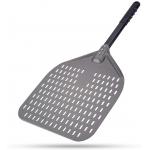 Alumina Pizza Turning Shovel 12 Inch Black Hard Aluminum Perforated Pizza Peel for sale