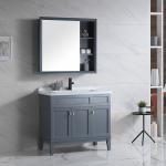 Solid Wood Floor Mount Bathroom Vanities With HD Silver Mirror