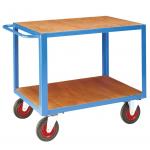 Two Tier 500kg Warehouse Shelf Trolley Metal Utility Cart With Four Wheels for sale