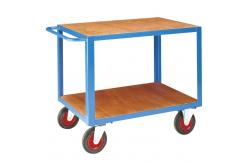 China Two Tier 500kg Warehouse Shelf Trolley Metal Utility Cart With Four Wheels supplier