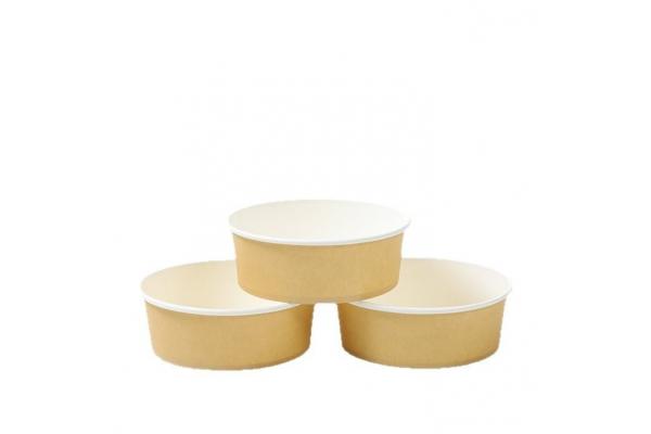 Logo Customized Printed Paper Bowl 650ml Single Shape Biodegradable PLA Coated