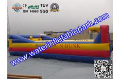 China Three Lane Inflatable Bungee Run Game With Basketball Hoop Customized Size supplier