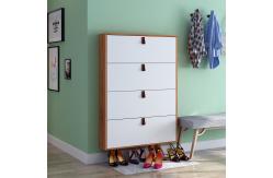 China 4 Tiers Simply White Shoe Organizer With Leather Simple Handle supplier