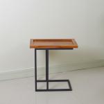 Rectangular Coffee Side Table Teak Color H58cm With Metal Legs for sale