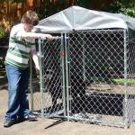 Outdoor Heavy Duty Wire Mesh Large Dog Cage Kennel With Waterproof Top And Sunshade For Farm Garden for sale
