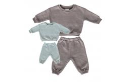 China Custom Fleeced Cotton Crew Neck Pullover Sweatsuit 2PCS For Mommy And Me supplier
