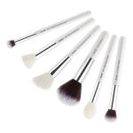 Long Wearing 6pcs Makeup Brush Set White / Silver for Cheek Cream Blush for sale