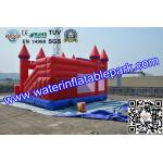 Red Castle Inflatable Moonwalk / Inflatable Bouncer With Slide For Toddler