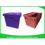Warehouse Nestable Plastic Tote Boxes / stackable bins with hinged lids