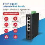 Rugged Metal Housing Industrial 6 Port Gigabit PoE Switch DIN Rail Mounting