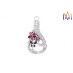 Copper Material Flower Pattern Cremation Urn Necklace Charms
