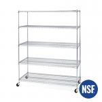 Chrome Commercial Wire Shelving With Casters Heavy Duty NSF Certificate for sale