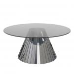 Modern Mirrored Circle Glass Coffee Table For Contemporary Living Room 64x64 for sale