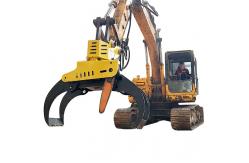 China Hydraulic Wood Cutter Excavator Grapple Saw With Chainsaw supplier