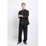 White Cutton White Edage Black Chef Suit