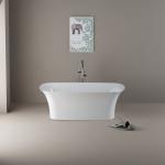 Glossy White Free Standing Bathtub Bathroom Remodeling Center Drain Placement for sale