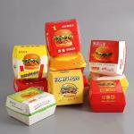 Customized Disposable Food-grade Kraft Paper Cardboard Clam Shell Burger Boxes for Restaurant Takeaway for sale