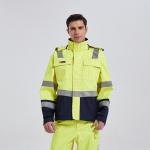 Offshore HIVIS Yellow FR Rain Jacket , EN11611 Fire Retardant Rain Gear for sale