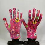Polyester Liner Pu Garden Work Gloves Flower Printing For Women for sale