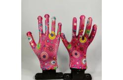 China Polyester Liner Pu Garden Work Gloves Flower Printing For Women supplier