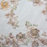 MDX Types Of Embroidered Lace Fabric 140cm Width Handmade For Dress for sale