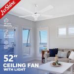 Plywood Modern LED Ceiling Fan With 5 Blades Frosted Glass Light for sale