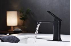 China bathroom Black Waterfall Mixer Taps Ceramic Valve Desk Mounted supplier