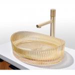Modern Glass Vessel Basins With 12mm Thickness Center Drain Glass Basin Bowl for sale