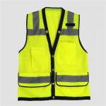 Customized Size High Visibility Work Vest 100% Polyester 120g/m2 Solid Knitted Fabric for sale