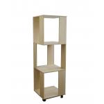 Economic Home Wooden Book Rack Three Panels Hollow Design With 4 Wheels
