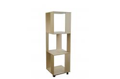 China Economic Home Wooden Book Rack Three Panels Hollow Design With 4 Wheels supplier