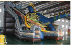 China The  chameleon inflatable bouncy castle with slide inflatable dinasour amusement park supplier