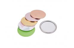 China Mini Unique Silver Compact Mirror Engraved Debossing Metal Logo Single Sides supplier